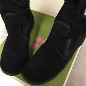 Naturalizer Videena black suede boot with fur zipper on the side 9 1/2